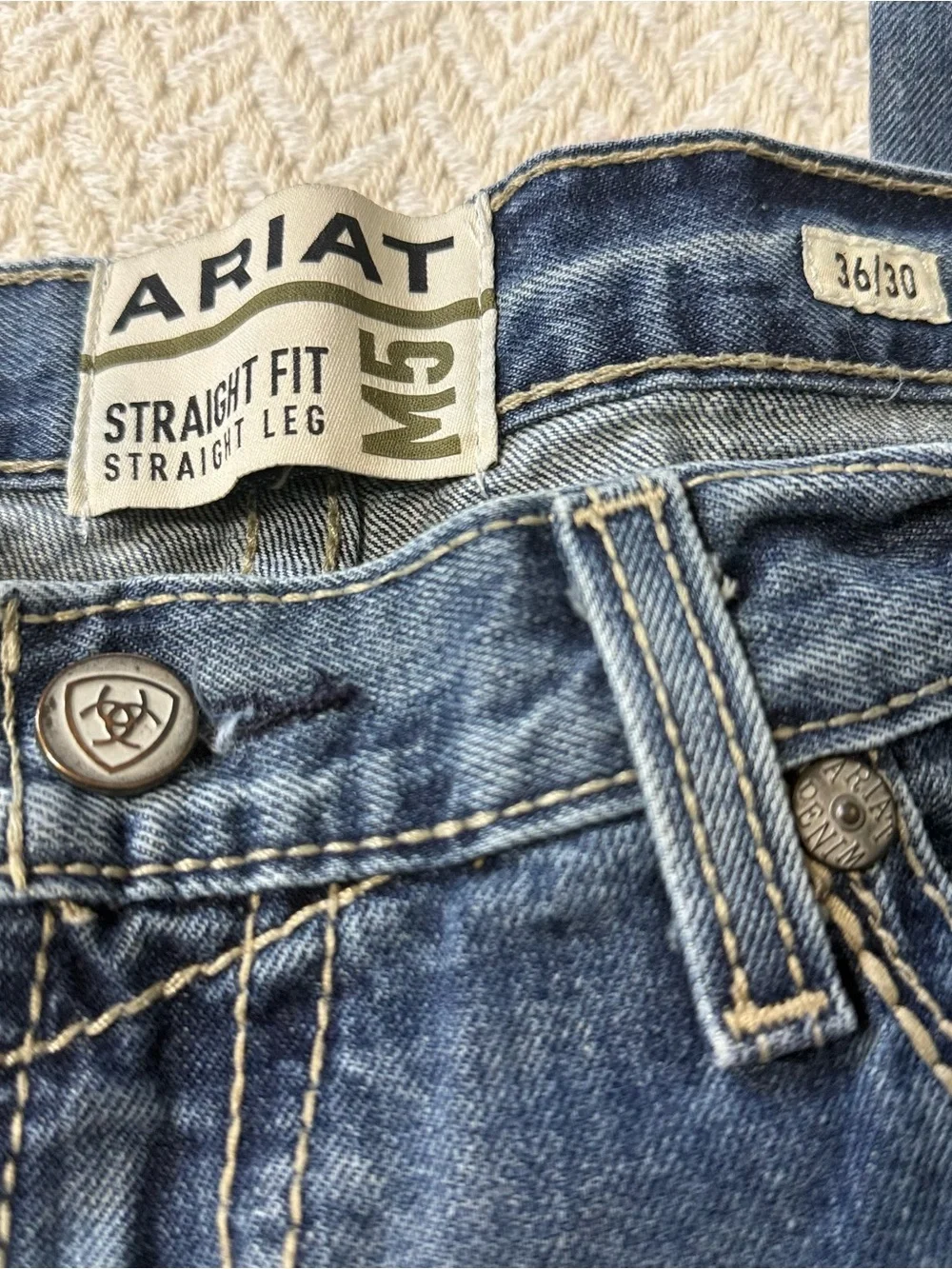 Ariat M5 Gambler Stackable Straight Leg Jeans 36x30 Ridgeline 100% Cotton